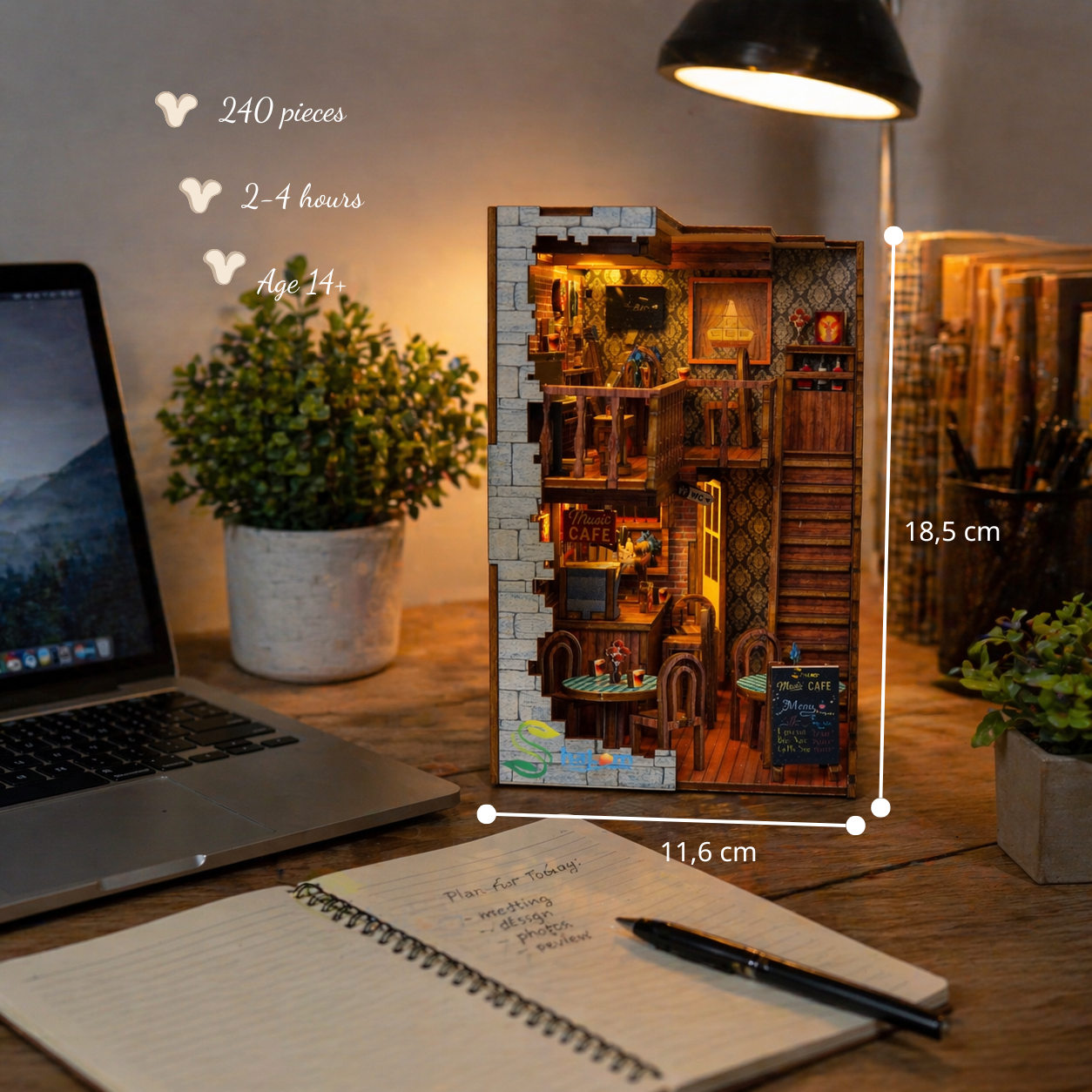 Halom Cozy Coffee Music DIY Book Nook