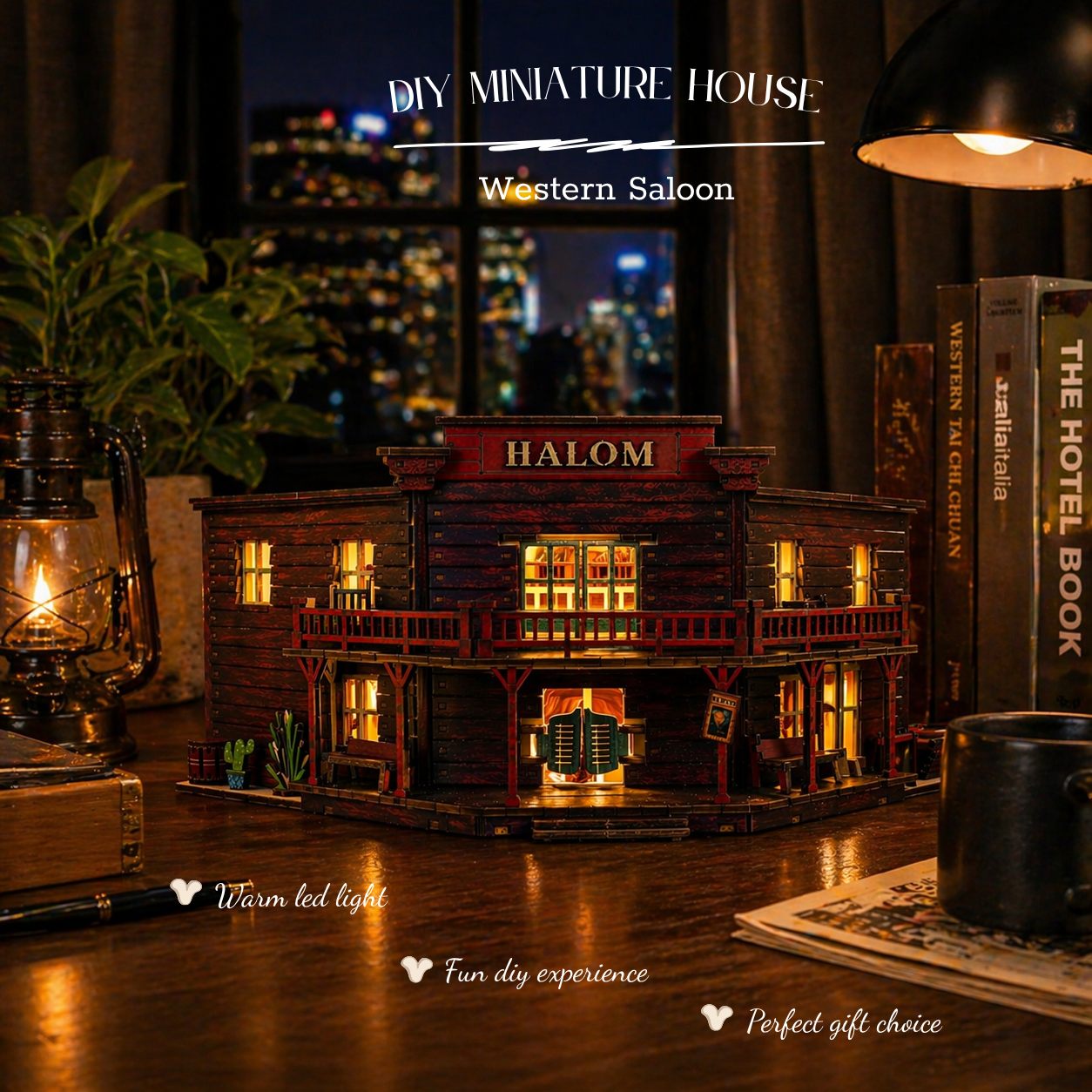 Halom Western Town Saloon DIY Book Nook Kit