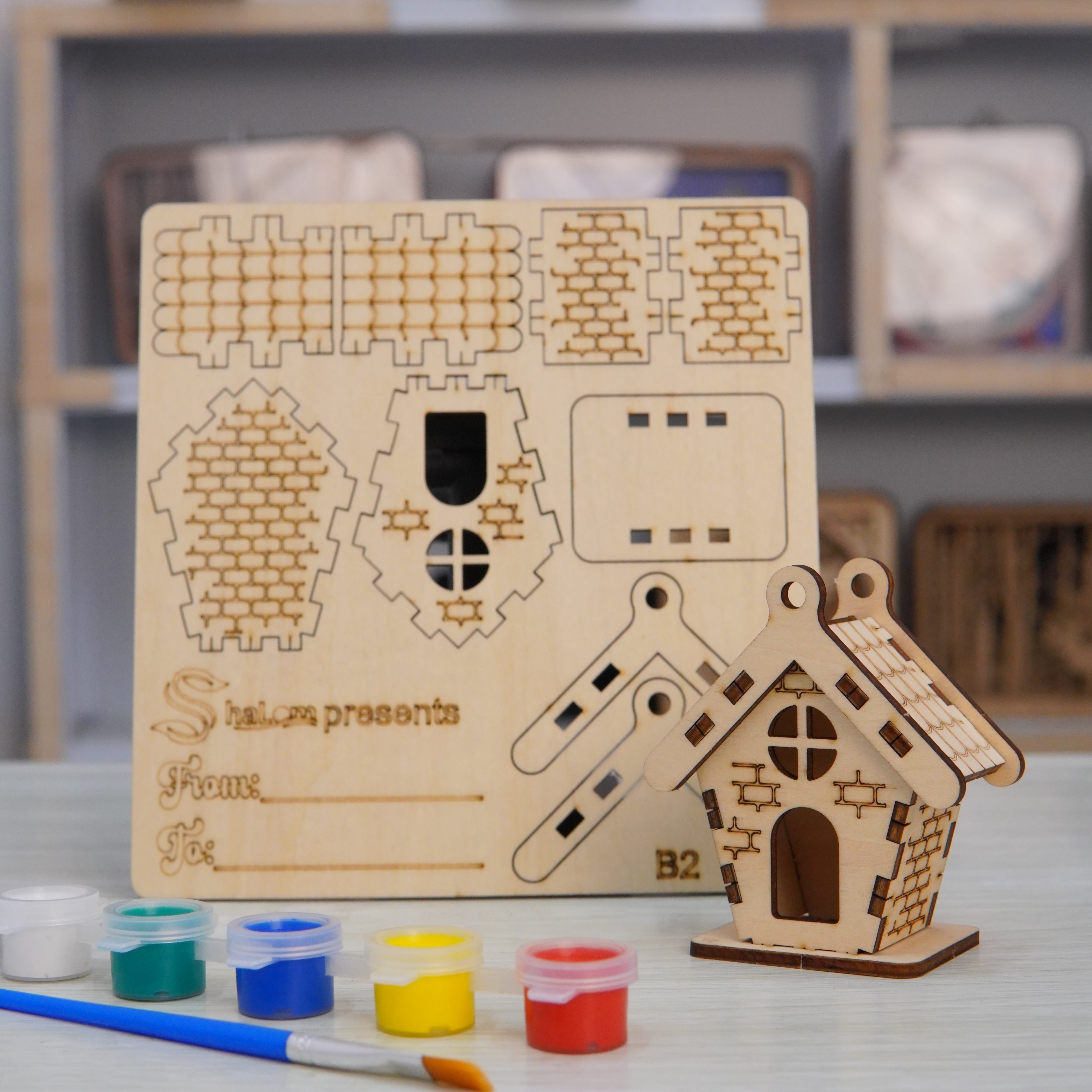 Halom DIY Wooden Mini House Kit Set – 10 Build & Paint Miniature Houses for Kids & Family Craft Fun