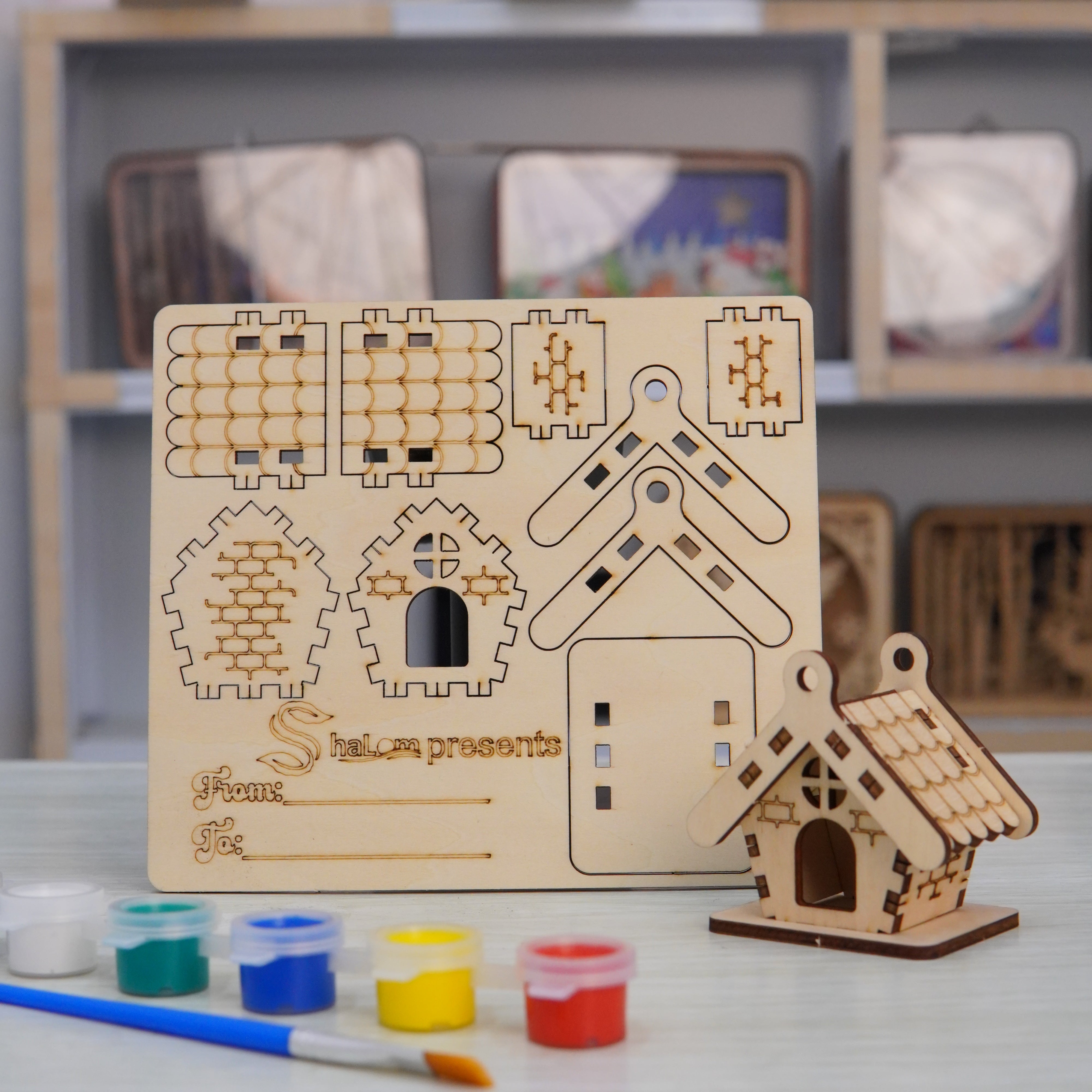 Halom DIY Wooden Mini House Kit Set – 10 Build & Paint Miniature Houses for Kids & Family Craft Fun