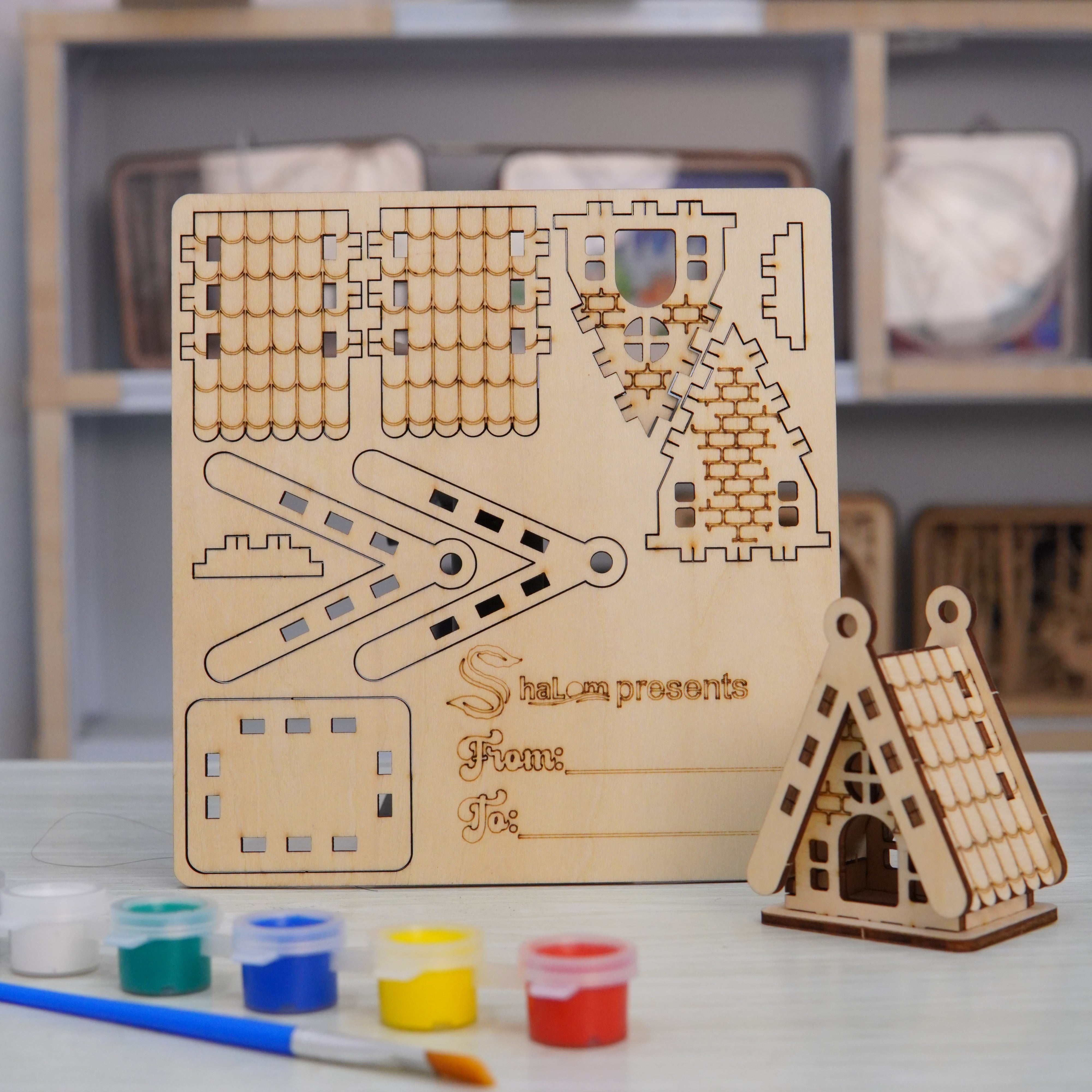 Halom DIY Wooden Mini House Kit Set – 10 Build & Paint Miniature Houses for Kids & Family Craft Fun