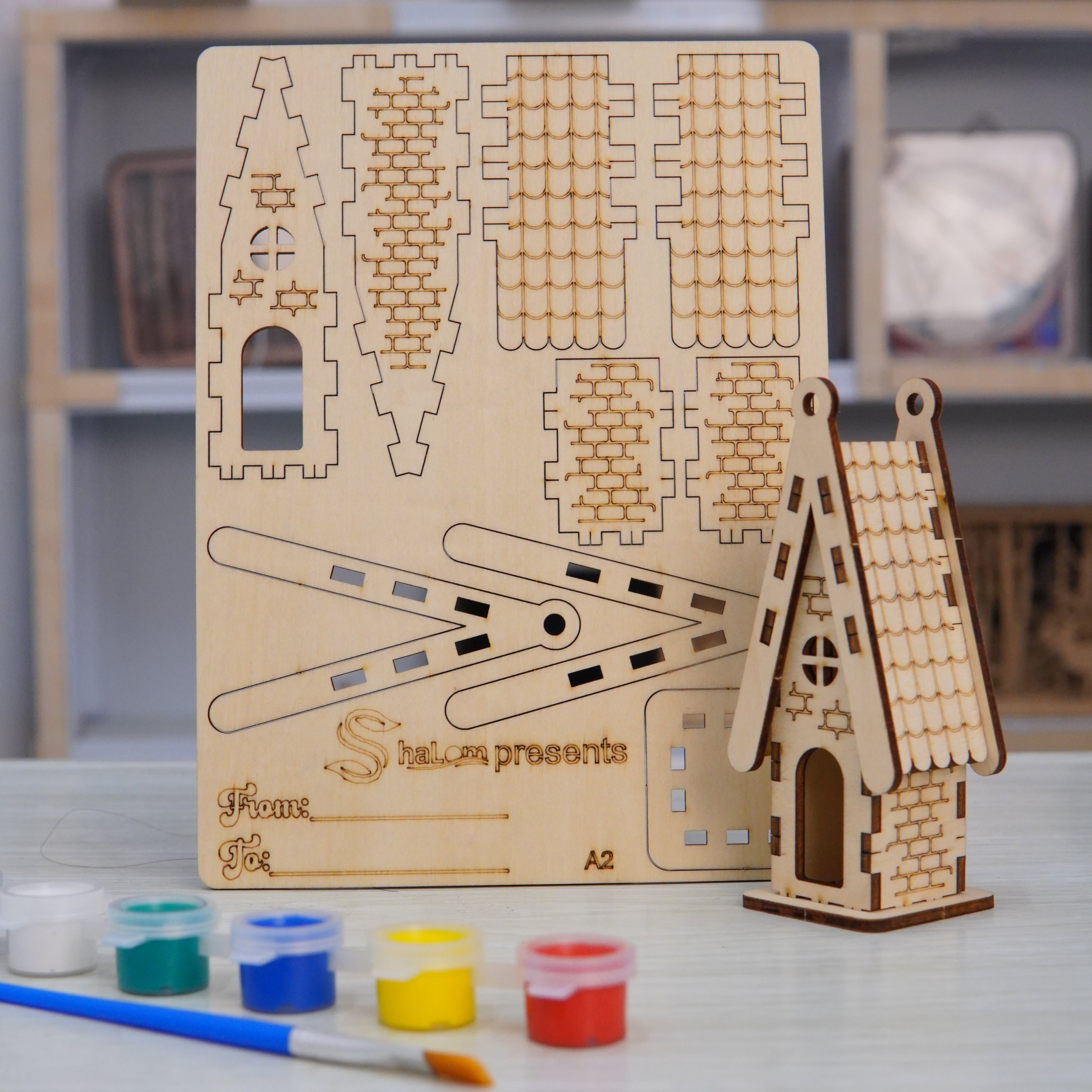 Halom DIY Wooden Mini House Kit Set – 10 Build & Paint Miniature Houses for Kids & Family Craft Fun