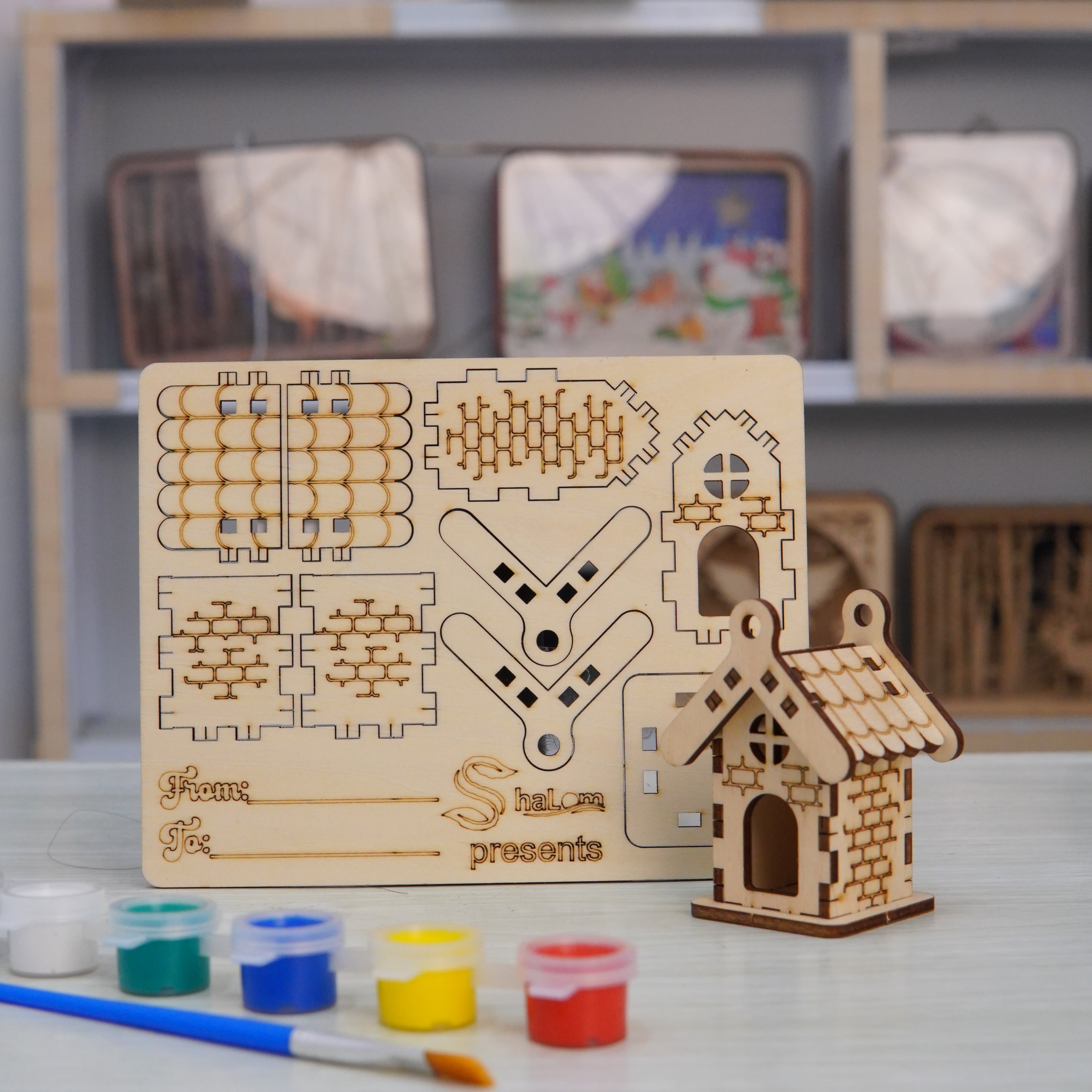 Halom DIY Wooden Mini House Kit Set – 10 Build & Paint Miniature Houses for Kids & Family Craft Fun