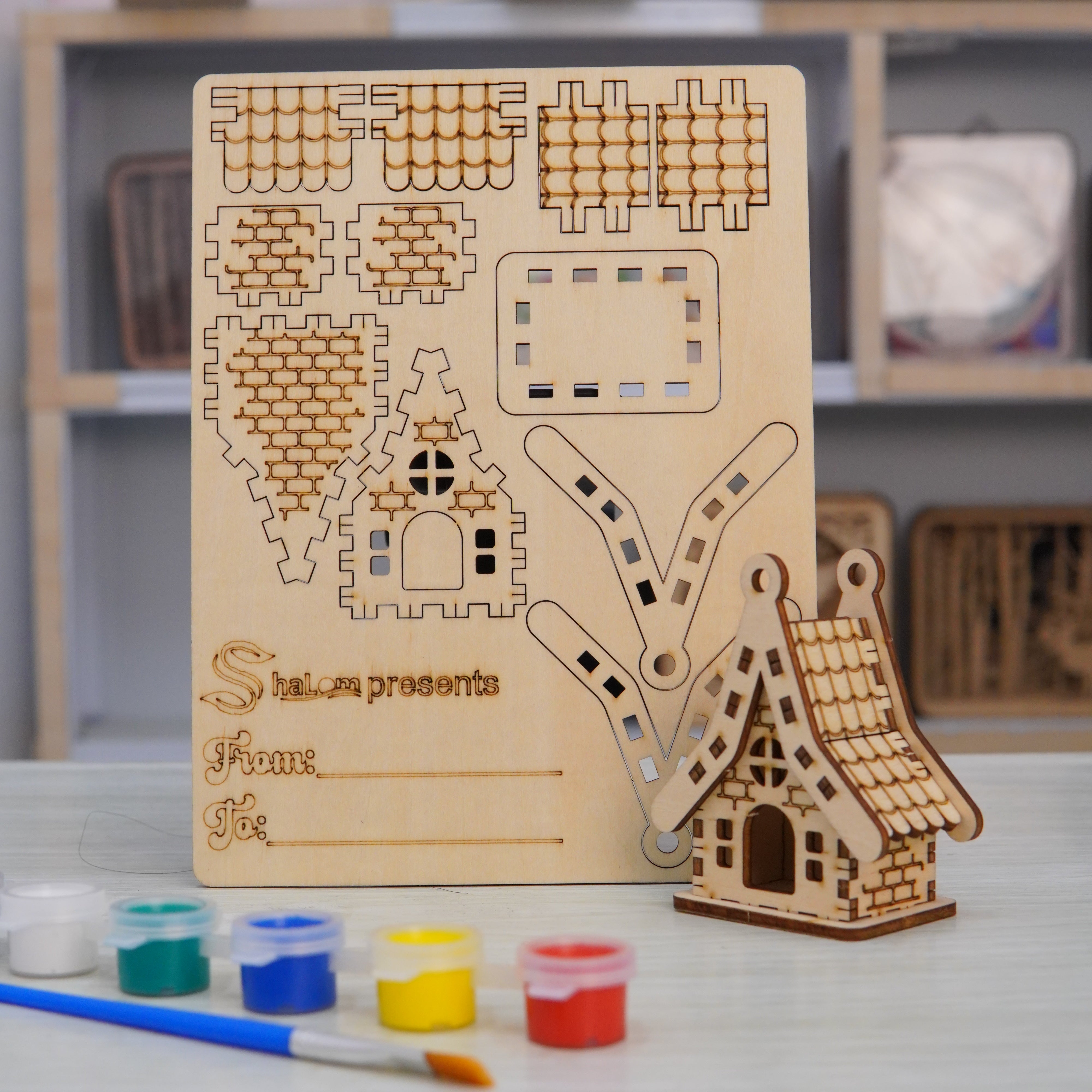 Halom DIY Wooden Mini House Kit Set – 10 Build & Paint Miniature Houses for Kids & Family Craft Fun