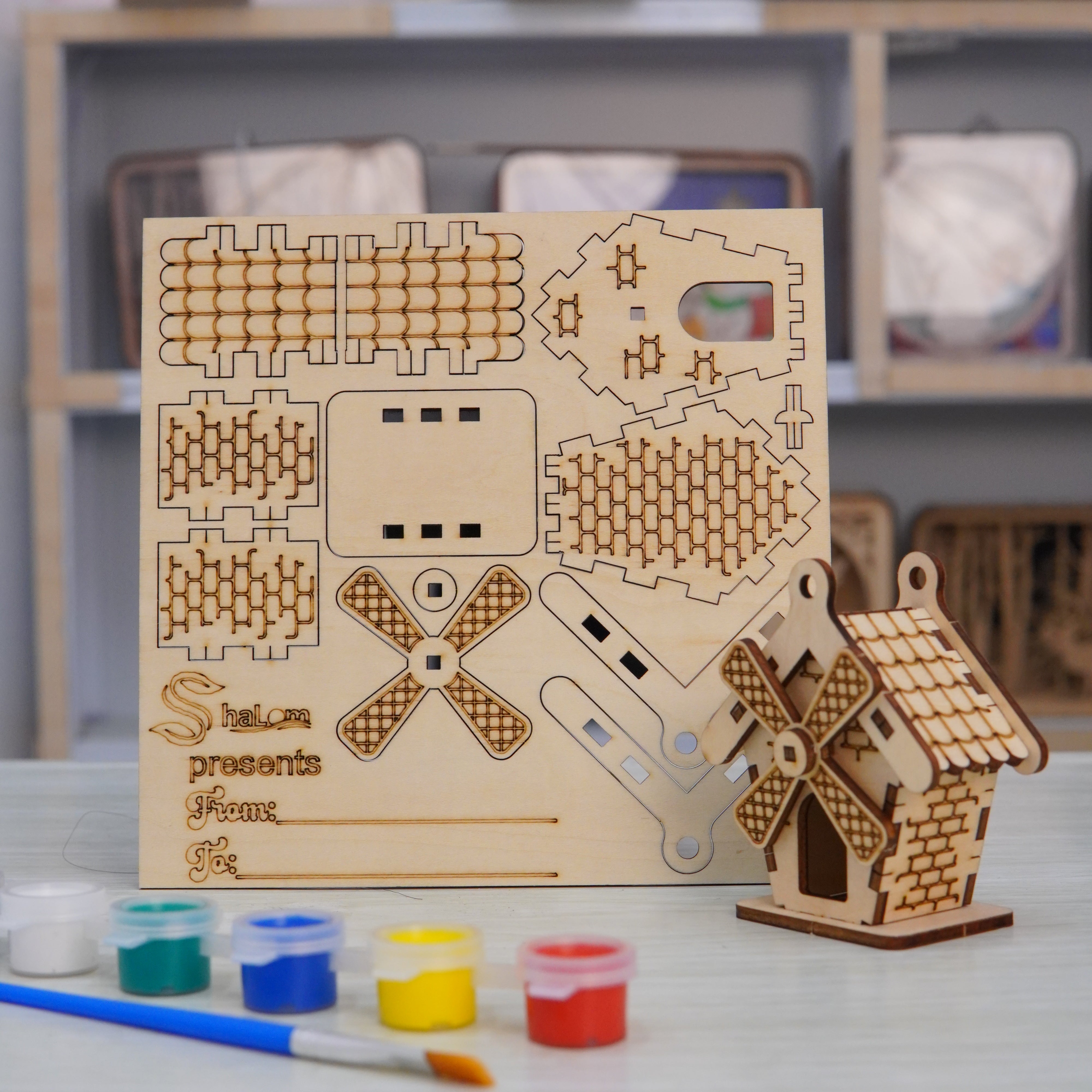 Halom DIY Wooden Mini House Kit Set – 10 Build & Paint Miniature Houses for Kids & Family Craft Fun