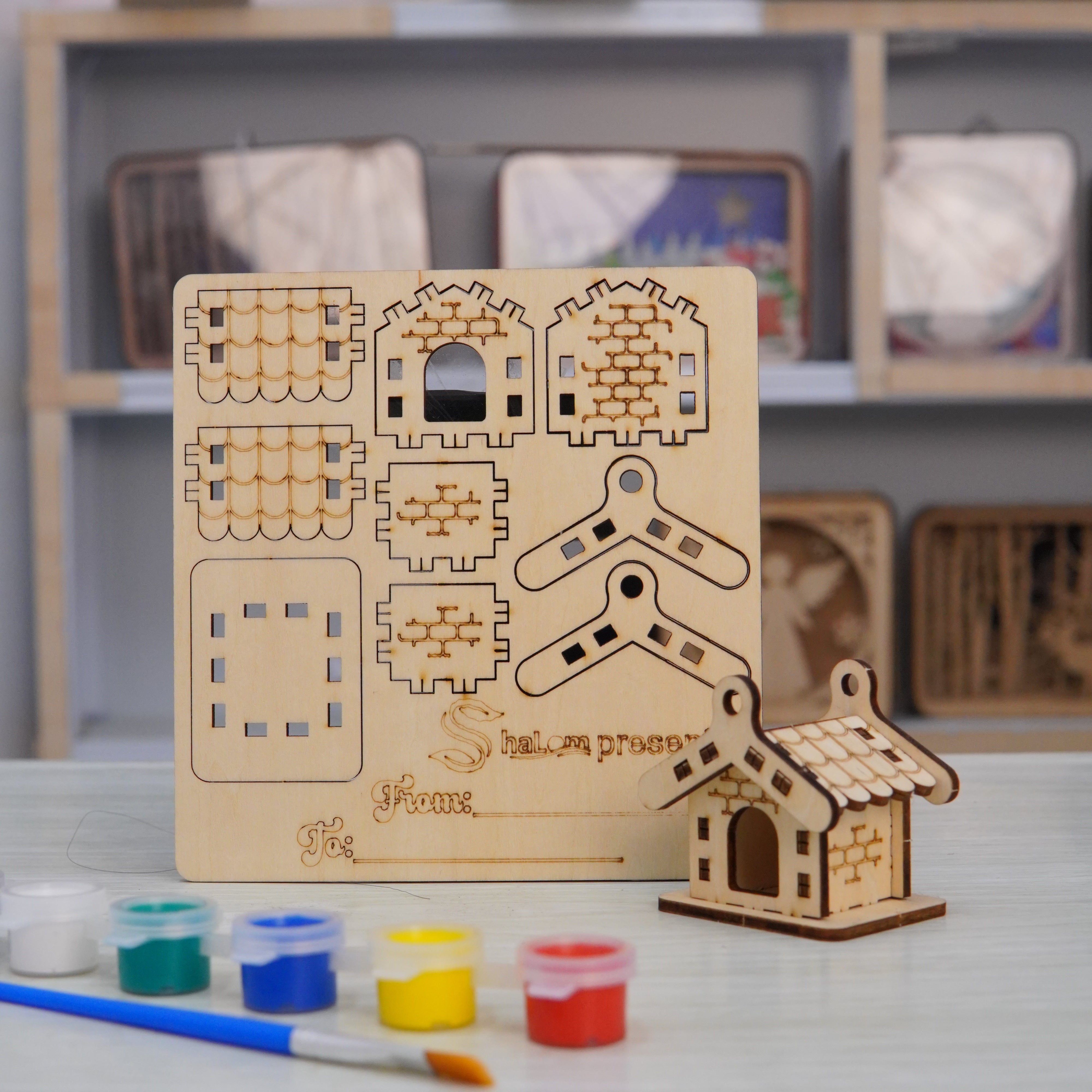 Halom DIY Wooden Mini House Kit Set – 10 Build & Paint Miniature Houses for Kids & Family Craft Fun