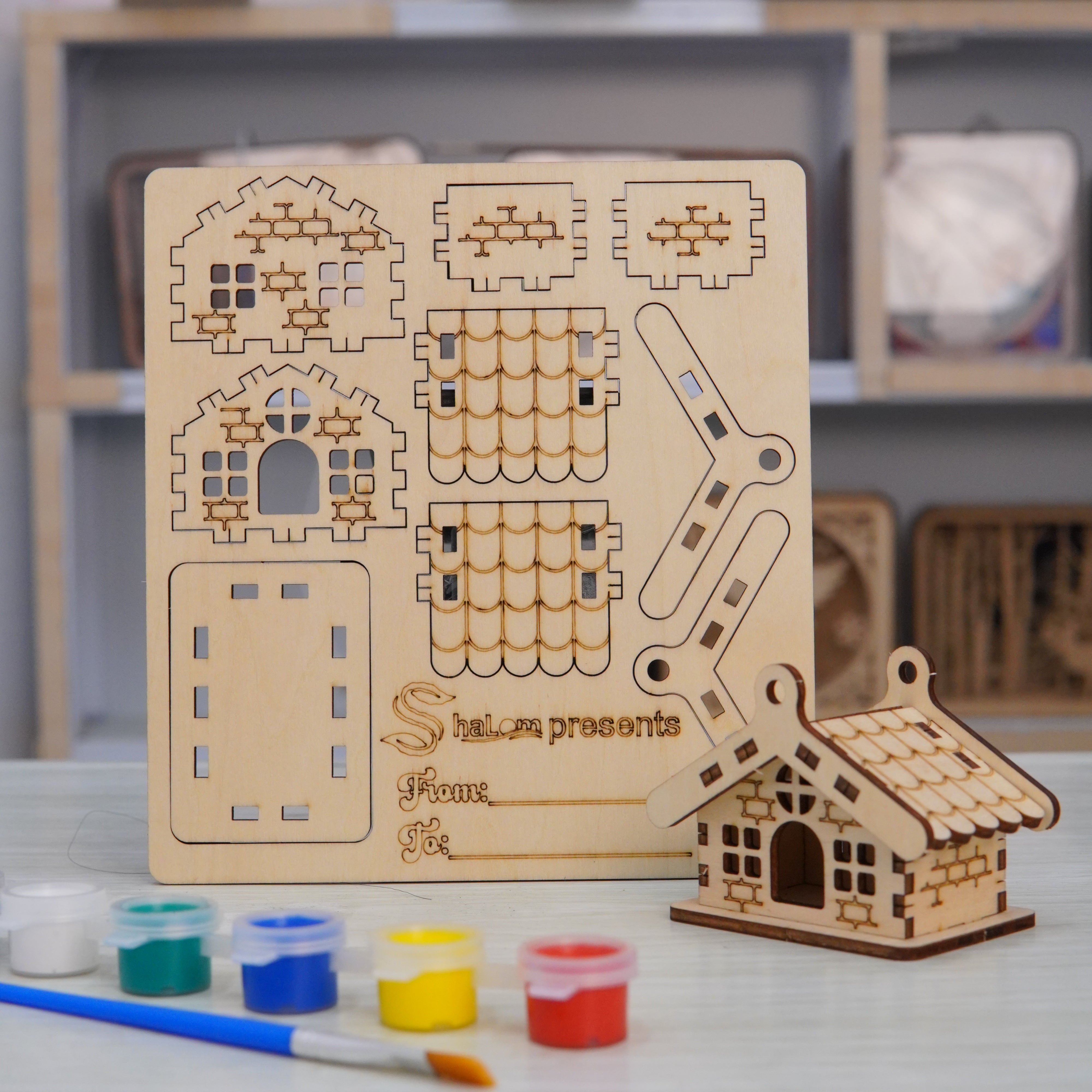 Halom DIY Wooden Mini House Kit Set – 10 Build & Paint Miniature Houses for Kids & Family Craft Fun