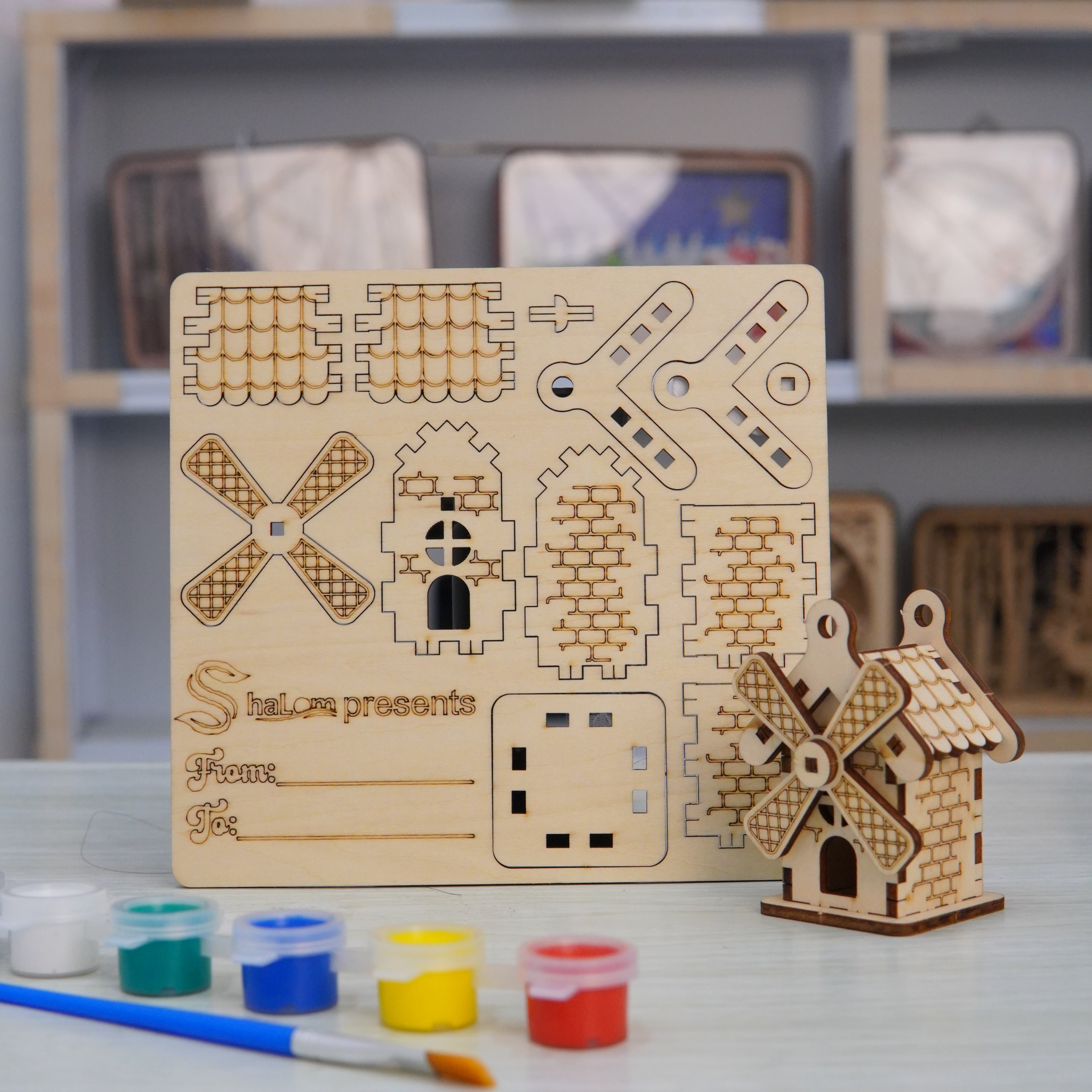 Halom DIY Wooden Mini House Kit Set – 10 Build & Paint Miniature Houses for Kids & Family Craft Fun