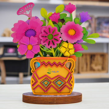 Halom DIY Wooden Flower Vase Kit – Buildable Mini Desk Decor for Home & Office