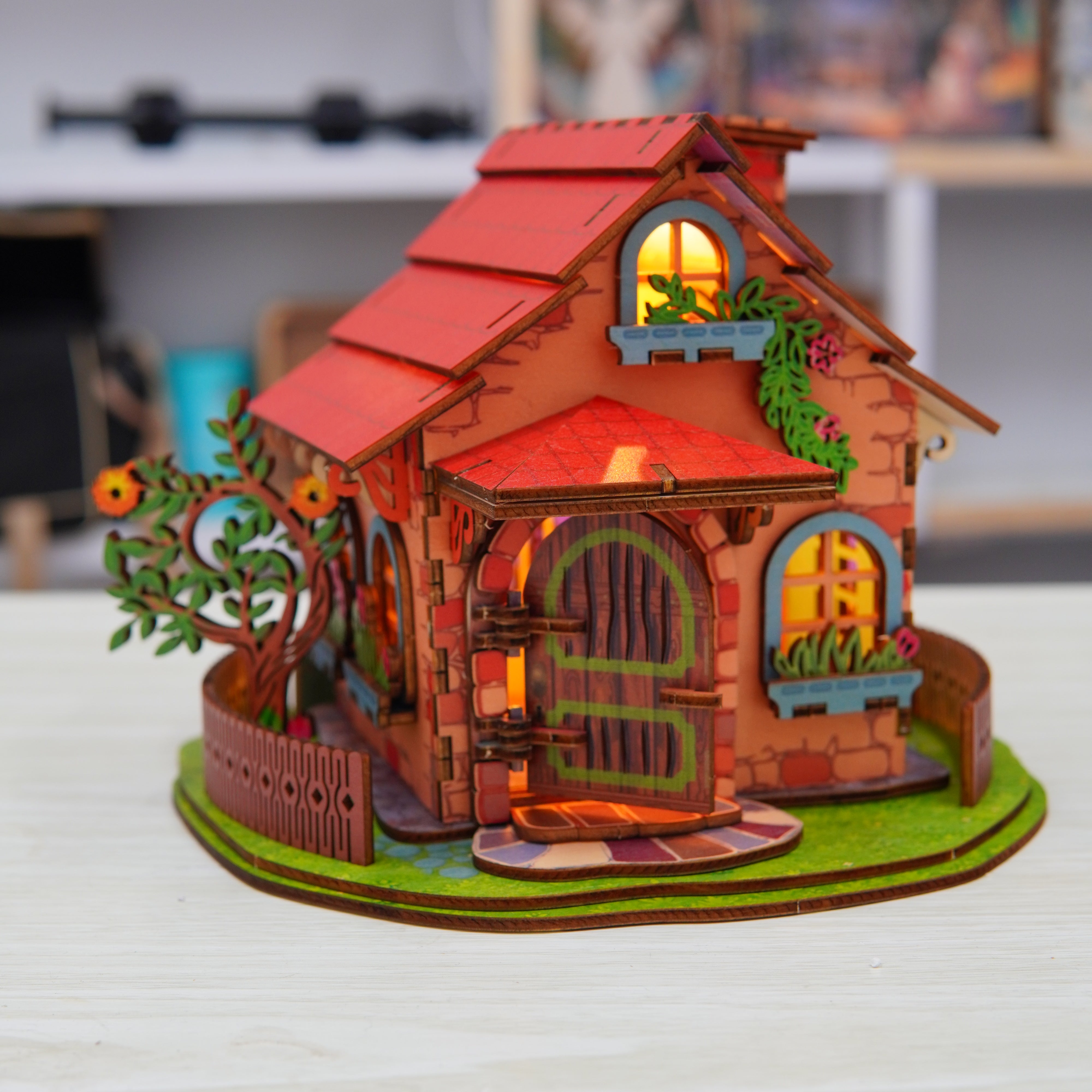 Halom Fairy Cottage DIY Wooden House Kit with LED