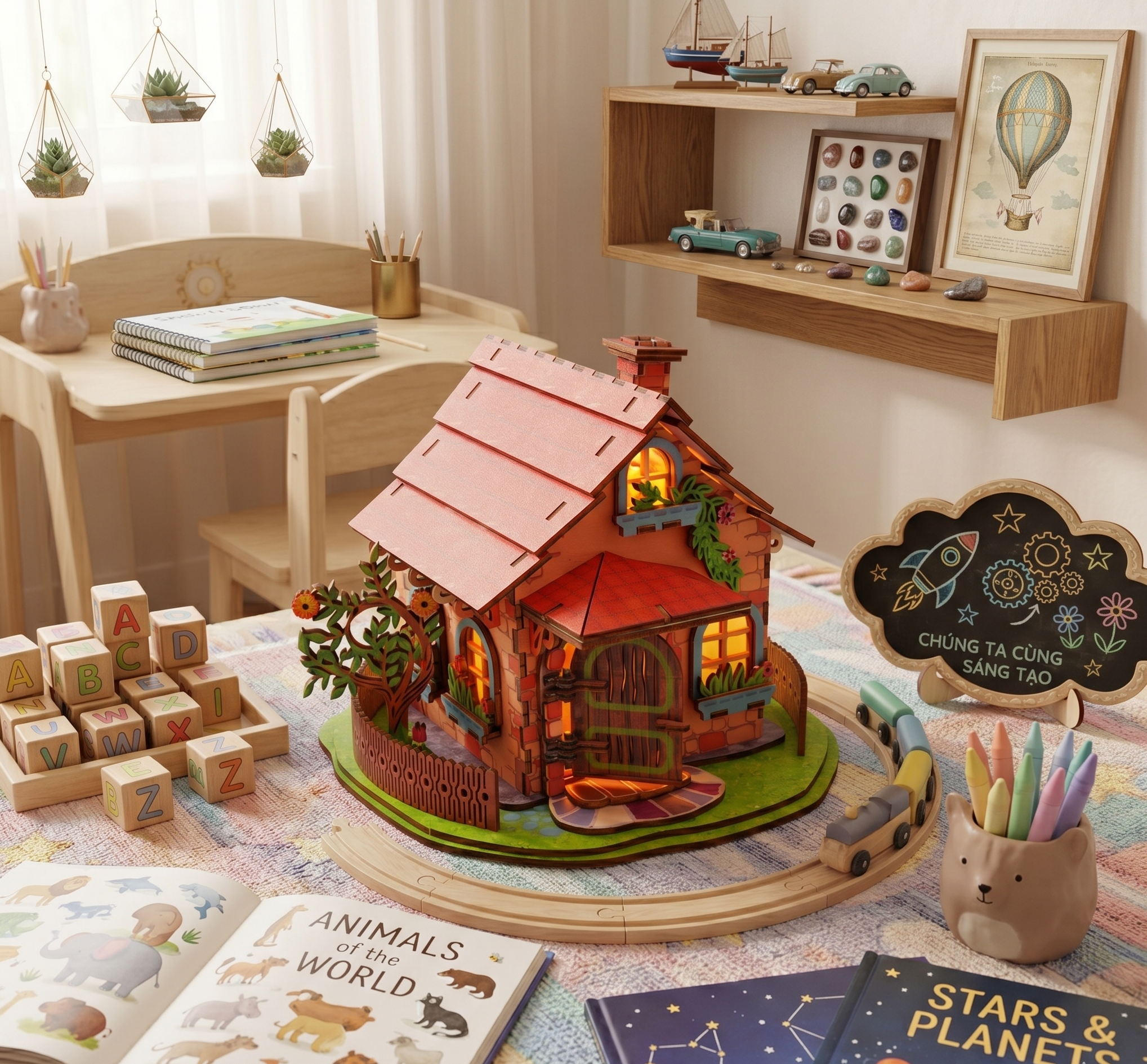 Halom Fairy Cottage DIY Wooden House Kit with LED