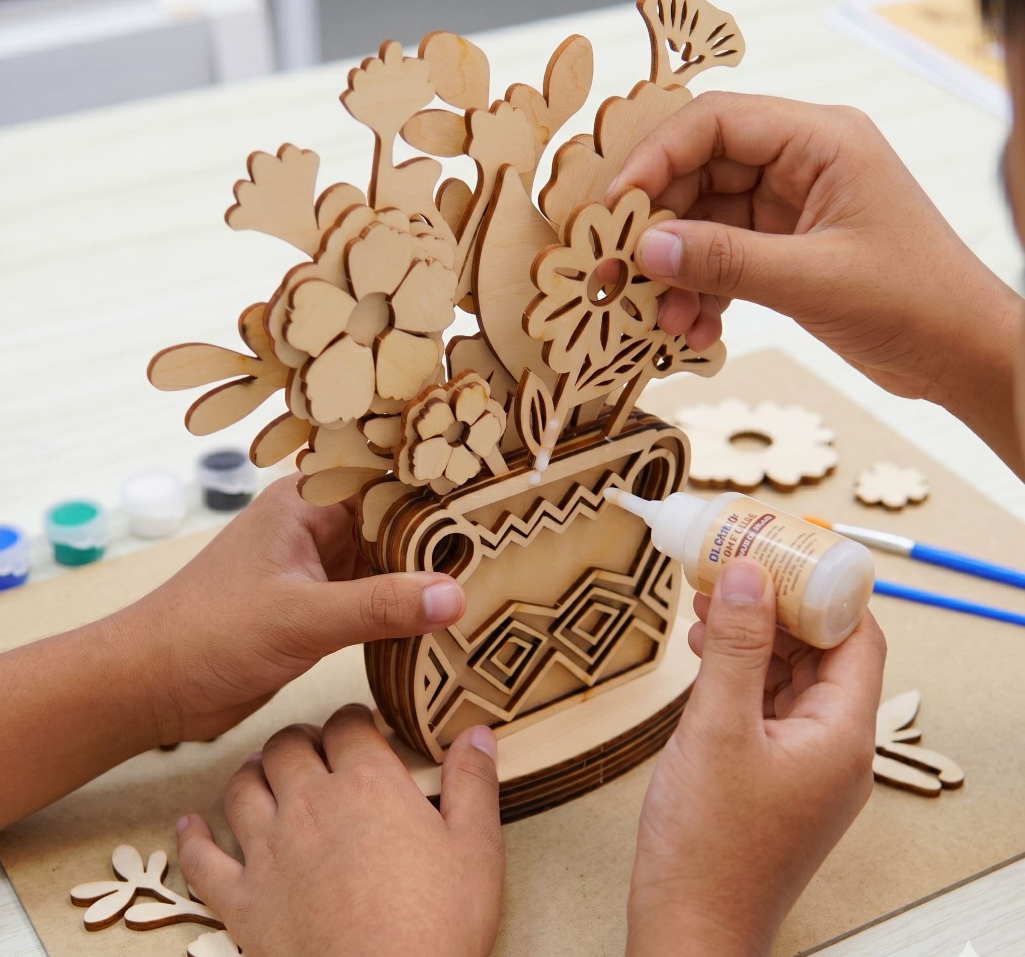 Halom DIY Paintable Wooden Flower Vase Kit – Build & Paint Mini Desk Decor