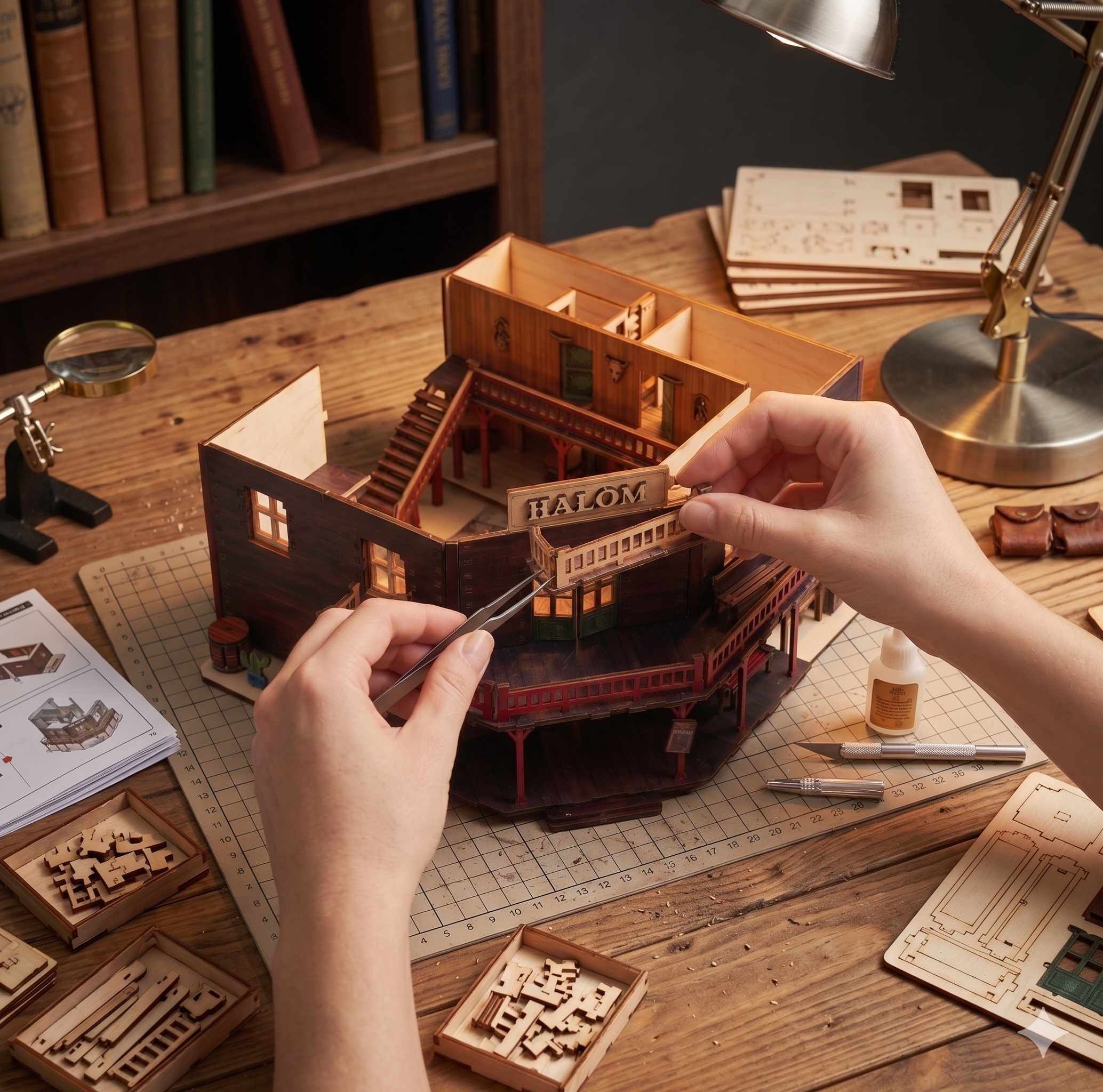 Halom Western Town Saloon DIY Book Nook Kit