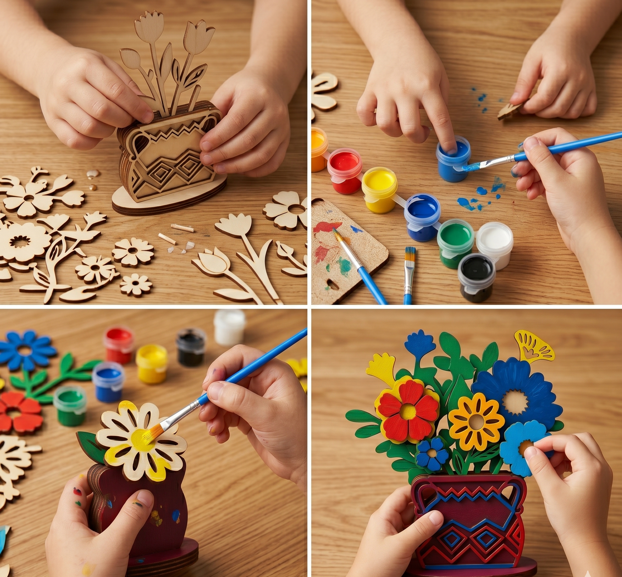 Halom DIY Paintable Wooden Flower Vase Kit – Build & Paint Mini Desk Decor