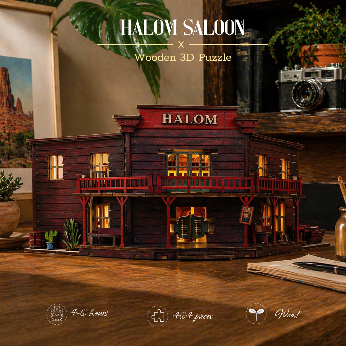 Halom Western Town Saloon DIY Book Nook Kit
