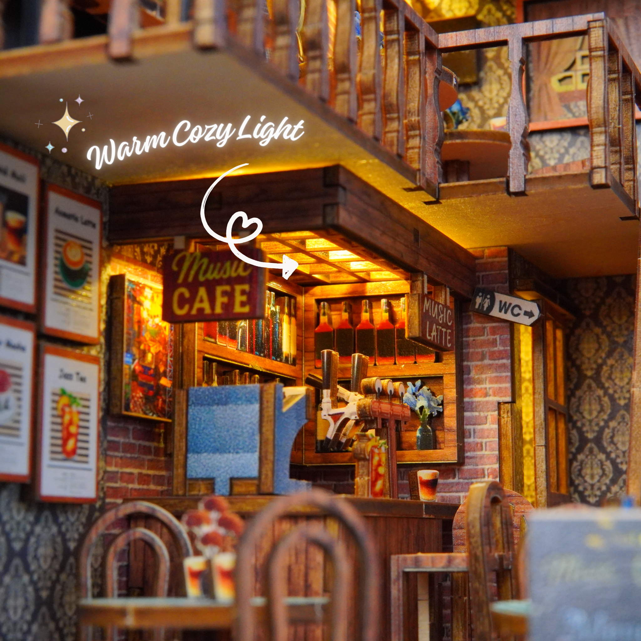 Halom Cozy Coffee Music DIY Book Nook