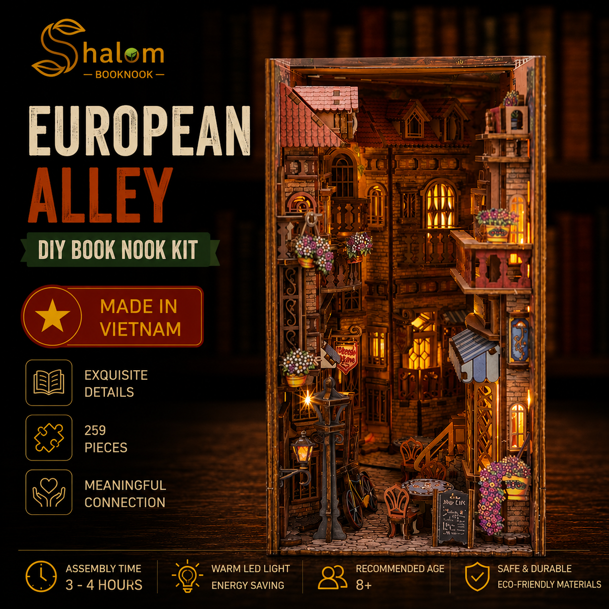 Halom European Alley DIY Book Nook Kit