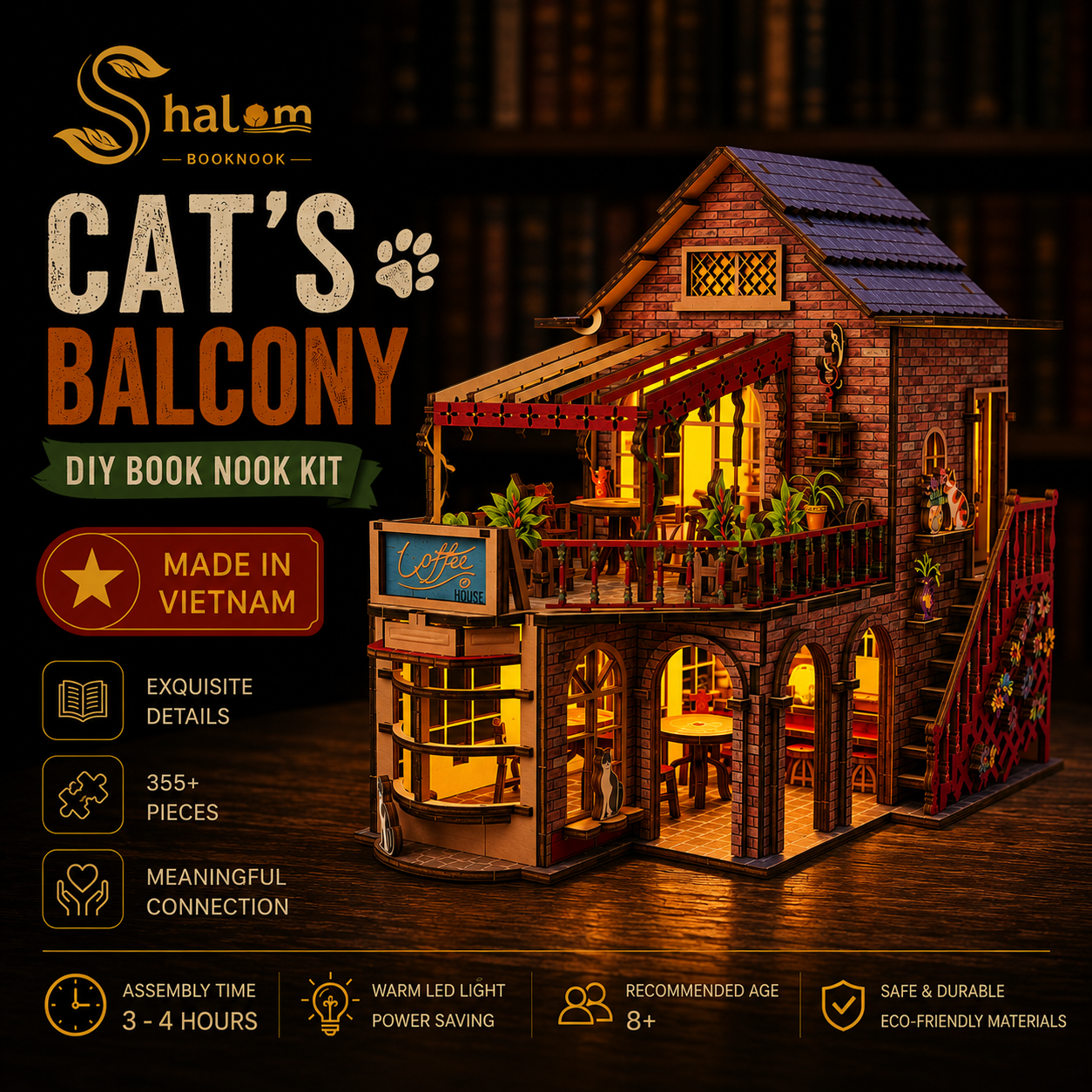 Halom Cat’s Balcony DIY Book Nook Kit