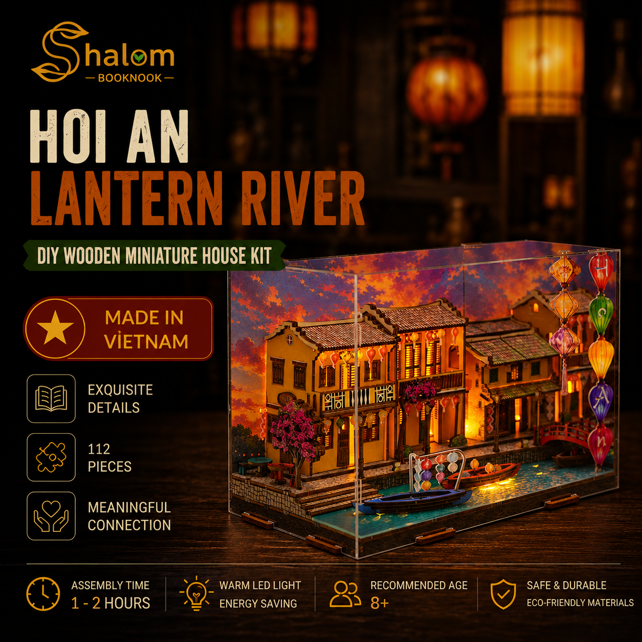 Halom Hoi An Lantern River – DIY Wooden Miniature House Kit with LED Light