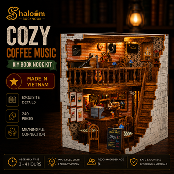 Halom Cozy Coffee Music DIY Book Nook