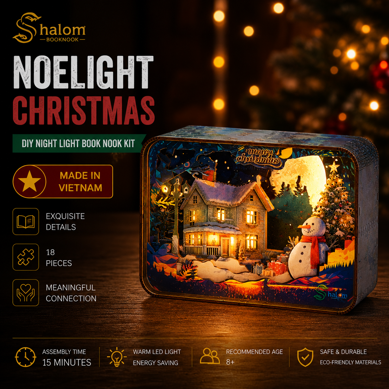 Halom Noelight Christmas DIY Night Light Book Nook Kit